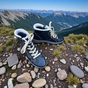 Remonte R7980-01 Women's Lace-up Boots Side Zip Black Leather Fleece Size 38